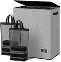 SOLEDI Double Laundry Hamper with Lid and Removable bag, Large Laundry Basket 2 Section with handles, Collapsible Dirty Clothes Hampers for Laundry, Bedroom, Dorm, College