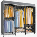 VIPEK V5C Medium Covered Clothes Rack Heavy Duty Portable Closet Wardrobe, Freestanding Black Clothing Rack with Grey Upgarded Polyester Cover, Adjustable Custom Closet Rack, 56.7" Lx15.7 Wx76.4 H
