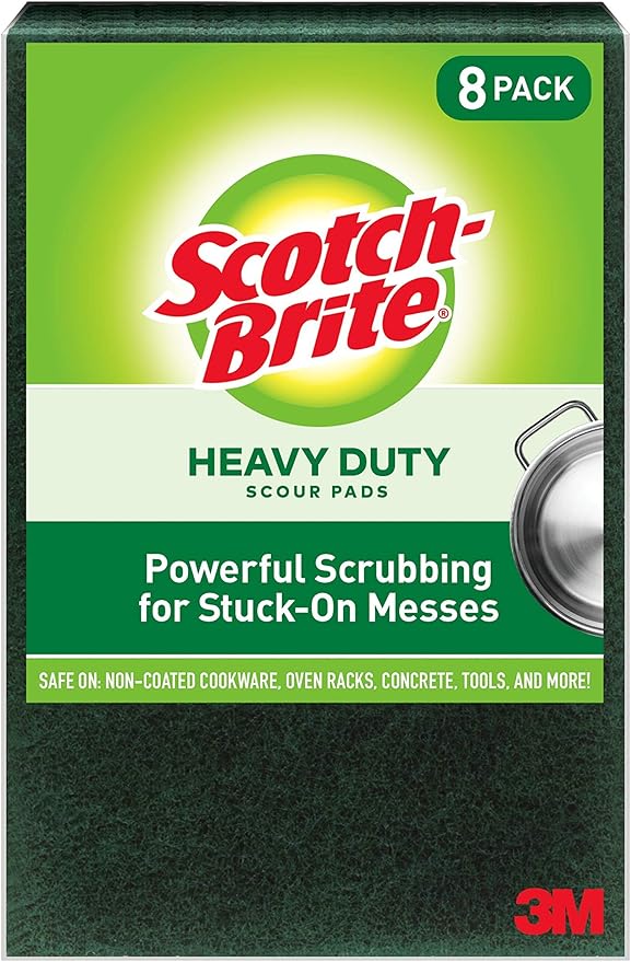 Scotch-Brite Heavy Duty Large Scour 8 Pads, Scouring Pads for Kitchen and Dish Cleaning, (Pack of 4)