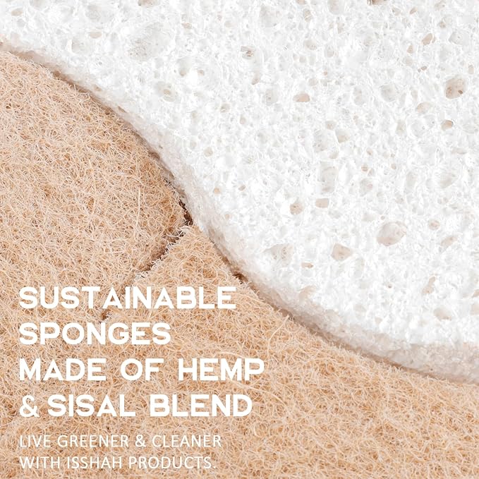 Plant-Based Kitchen Sponges - FSC Certified and PETA Approved, 12 Count