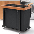 230L (60 Gal) Extra Large Fashion Laundry Sorter 3 Section with Lid, Rolling Laundry Basket Hamper with Handle, Laundry Organizer Storage Cart with Sturdy Metal Frame for Laundry Room, Hotel, Black