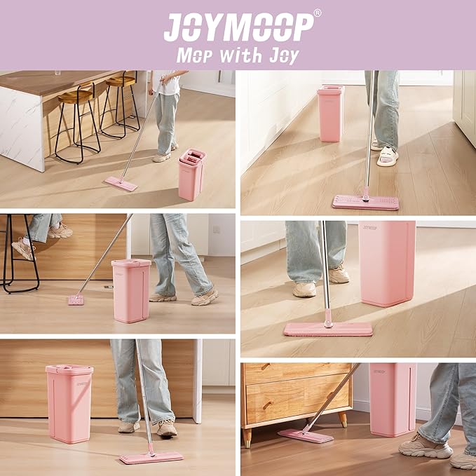 JOYMOOP Flat Mop Head, with 13-inch Microfiber Mop Pad Replacement - Pink, 1 Pack