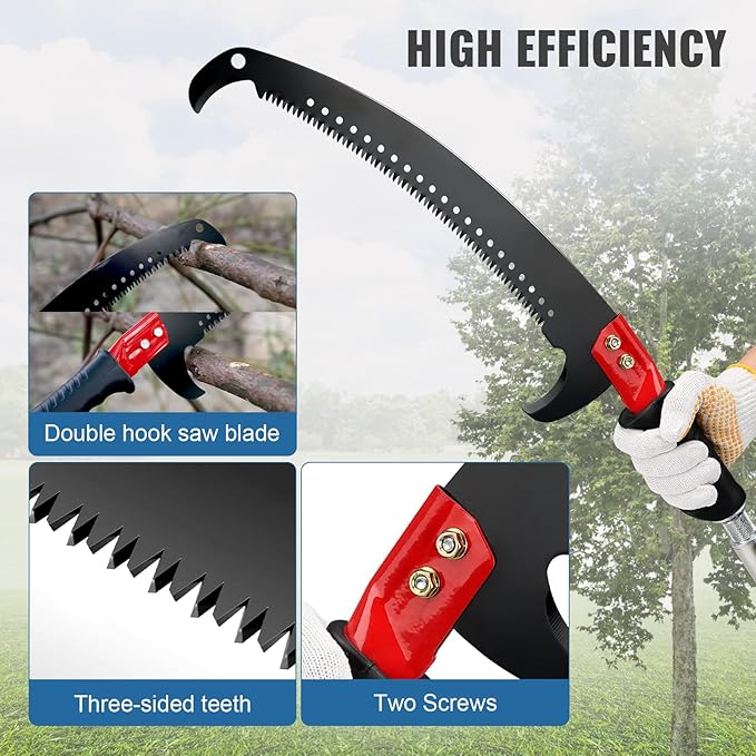 Pole Saw Blade 17-Inch, 65Mn Steel Tree Pruner Replacement Blade Triple-Cut Teeth Compatible with Manual Pole Saw, Suitable for Multi-Purpose Handheld Pruning Saw for Backyard Garden