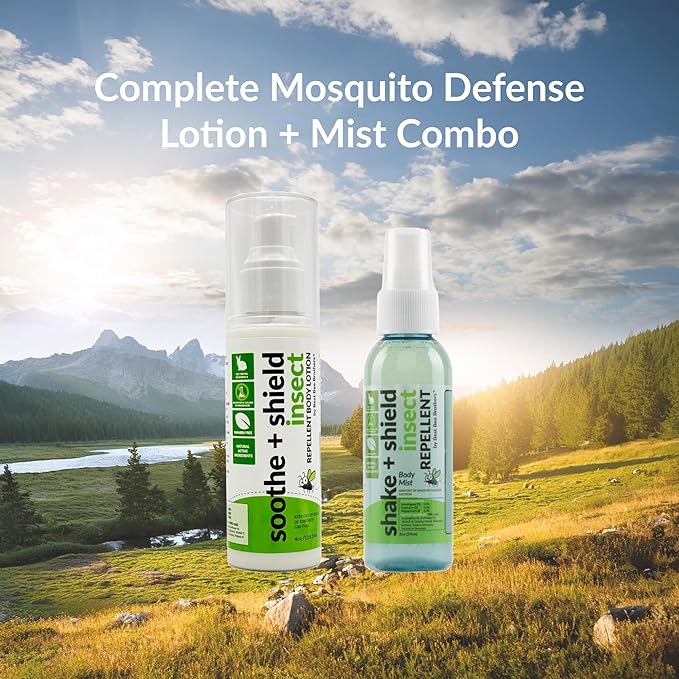Best Bee Brothers, Insect Repellent - 4oz Soothe + Shield Body Lotion and 2oz Shake + Shield Body Mist