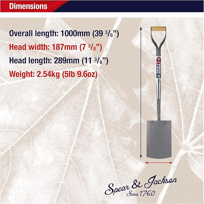 Spear & Jackson Neverbend Professional Digging Spade – Heavy-Duty Forged Carbon Steel Garden Spade for Tough Soil and Precision Digging