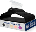 SereneLife 150 Pack Velvet Hangers - Non-Slip Felt Hangers with 360° Swivel Hook, Space-Saving, Ultra-Thin, Lightweight for Shirts, Sweaters, Hoodies, Kids Clothes & Dresses (Black)