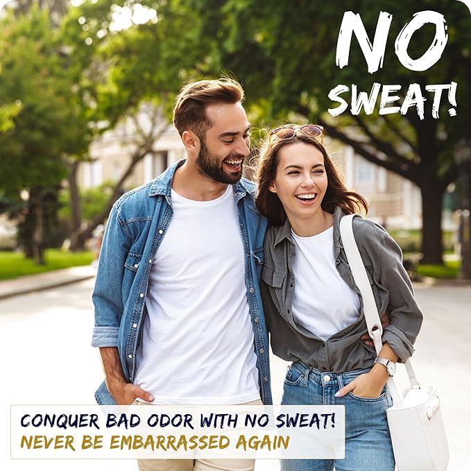 NO SWEAT! Ultra Long Lasting Sweat and Body Odor Protection, 98% Natural Ingredients, Hypoallergenic & Clinically Tested, Alcohol-Free & Fabric Safe, 20x Longer Duration, Created from Science (20mL)