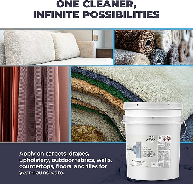 Heavy Duty Carpet Stain Remover CD 4285 - Carpet's Multi-Purpose and Powerful Liquid Solution, Though Cleaning Formula For Homeowners, Pet-owners, Offices and Many More - 5 Gallon Pail