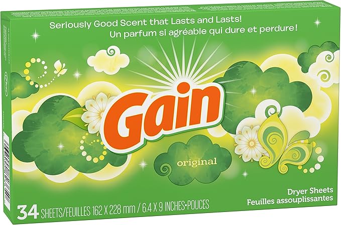 Gain Dryer Sheets - Original - 34 Sheets Per Box - Pack of 2 Boxes