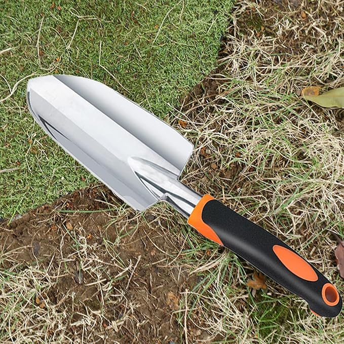 Garden Shovel Garden Hand Trowel, Heavy Duty Gardening Hand Tools with Ergonomic Handle, Rust Resistant Small Garden Spade for Diligent Farmer Soil Excavation, Planting and Transplanting (Orange)