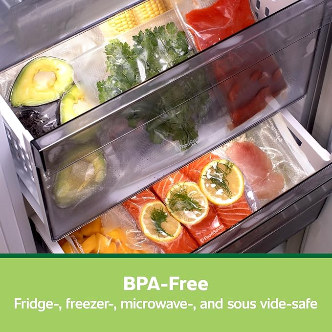FoodSaver Quart Pre-Cut Vacuum Seal Bags, Easy Use Vacuum Storage Bags, Align to Seal and Tear to Open Vacuum Sealer Storage Bags, 19 Pack