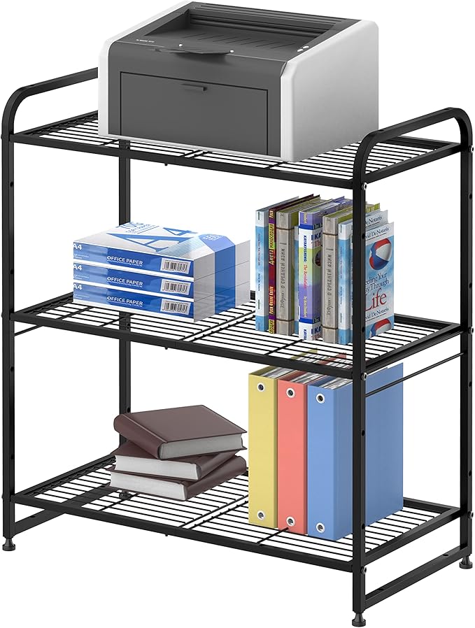 Simple Trending 3-Tier Stackable Wire Shelving Unit Storage Rack, Expandable & Adjustable Kitchen Storage Cabinet Shelf Organizer, Black