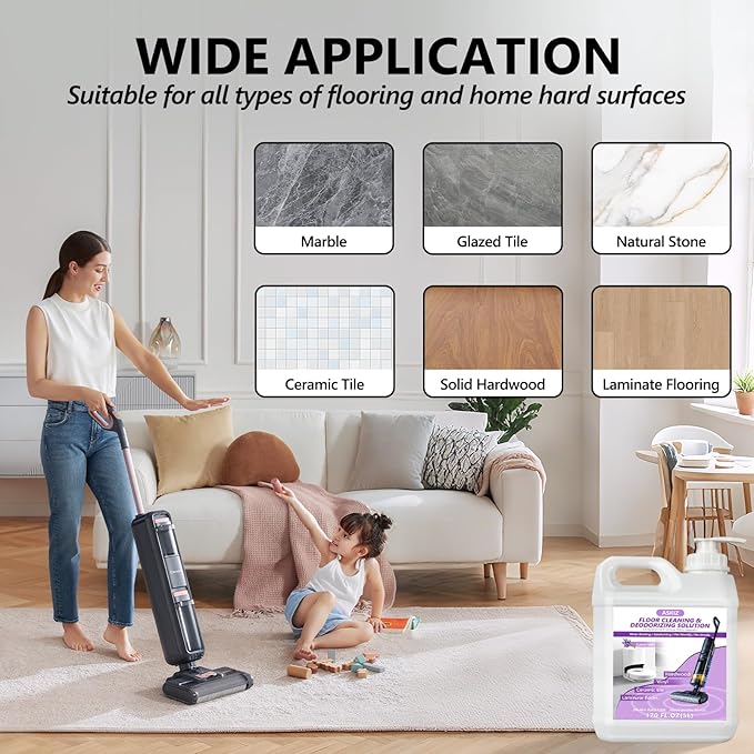 170 FL OZ Floor Cleaning Solution,Floor Cleaner for Mopping with Tineco,Deep Cleaning &Deodorizing for Roborock,Compatible with Saros Series,S8/S7 Series,Q Revo/Q Series,iFLOOR Series Wet Dry Vacuum