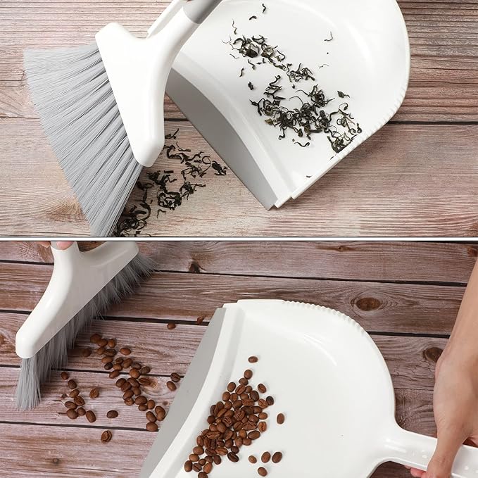 4 Sets Mini Dustpan and Brush Set Small Dustpan and Broom Set Portable Home Cleaning Supplies Brush and Dust Pan Combo with Handle for Desk Kitchen Keyboard Car Pet Waste