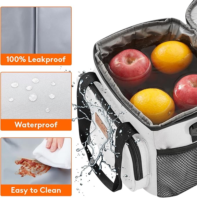 Lifewit Medium Lunch Bag, Insulated Lunch Box, Soft Cooler Cooling Tote for Adult Men Women, Sliver Gray 12-Can (9L)