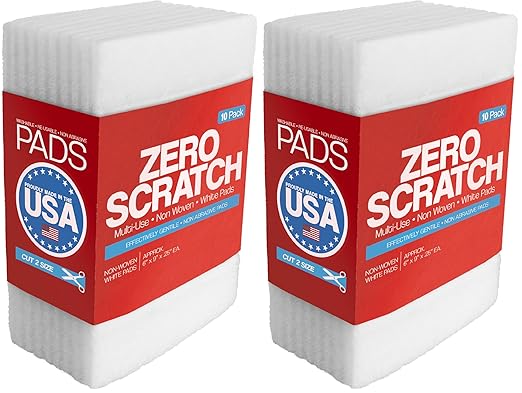 20 Pack of 6 x 9 White Non Scratch Non-Woven Pads for Buffing Cleaning Polishing and Multi Purpose Use in Your Home Workshop or DIY Garage Shop