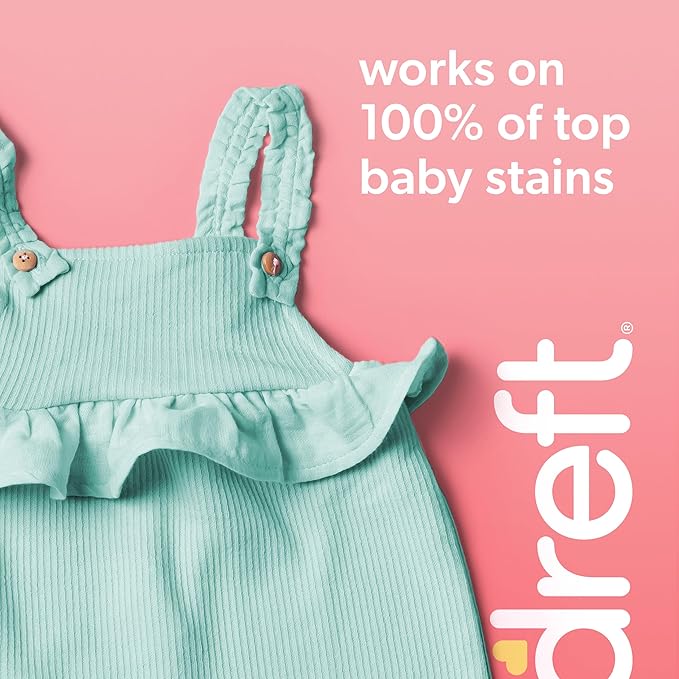 Dreft Active Baby Liquid Laundry Detergent, Helps Remove 99% of Baby Food Stains, Hypoallergenic, 2 pack, 32 loads each