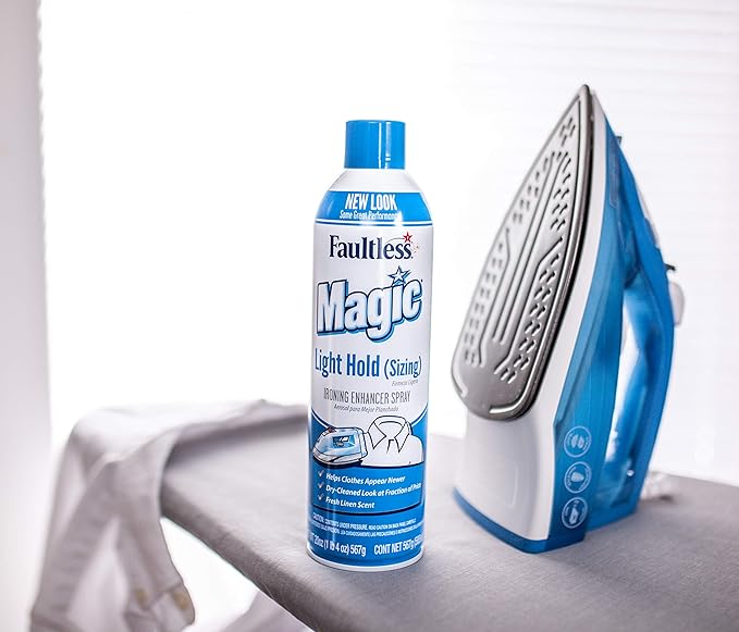 MAGIC Sizing Light Body Starch – No Flaking or Clogging! Light Ironing Starch – 20oz Iron wrinkles from Clothes (Pack of 2) – Fresh Linen Scent Finishing Spray