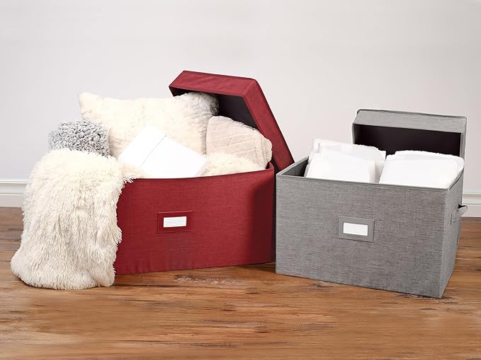Covermates Keepsakes - Storage Box - Heavy Duty Polyester - Reinforced Handles - ID Window - Indoor Storage - Closet Storage, Red