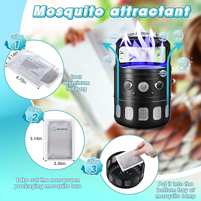 Qualirey 8 Pack Mosquito Attractant in Bulk, Lure for Bug Zapper Bait Refill Compatible with All Mosquito Trap Enhances Catch Rates for Indoor Outdoor Traps, Safe and Long Lasting