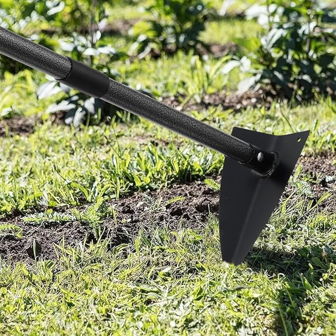 Tenusrnop® Hoe 60" Long Handle Heavy Duty Manual Weeder Gardening Hand Tools for Weeding, Digging, Loosening Soil, Triangle Shape Hoe Gardening Weeding Tool