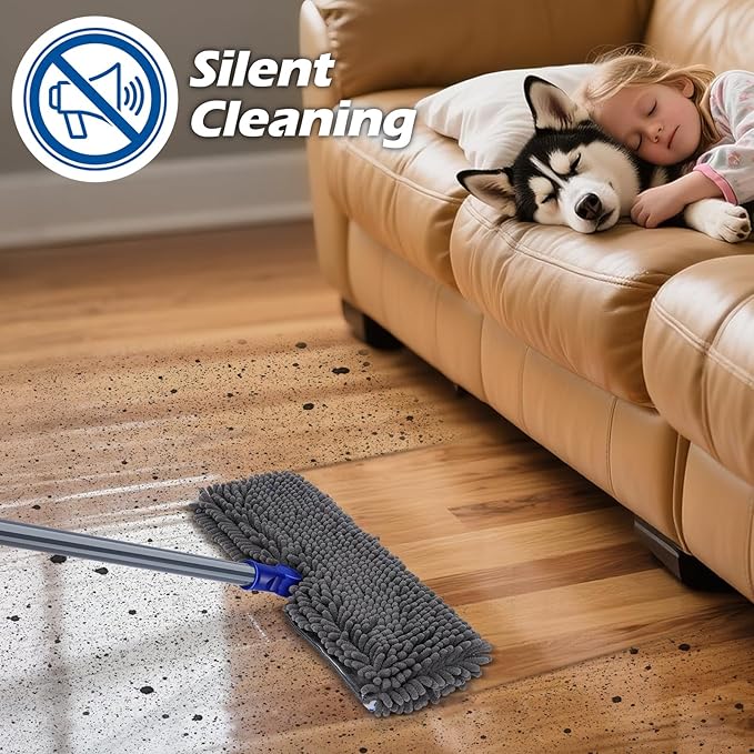 Two Sided Dust Mop Floor Cleaning System, MASTERTOP 360 Microfiber Mop with Stainless Steel Handle,Wet Dry Mop,Flat Flip Mops for Hardwood, Laminate, Vinyl, Tiles,4 Washable Mops Pads