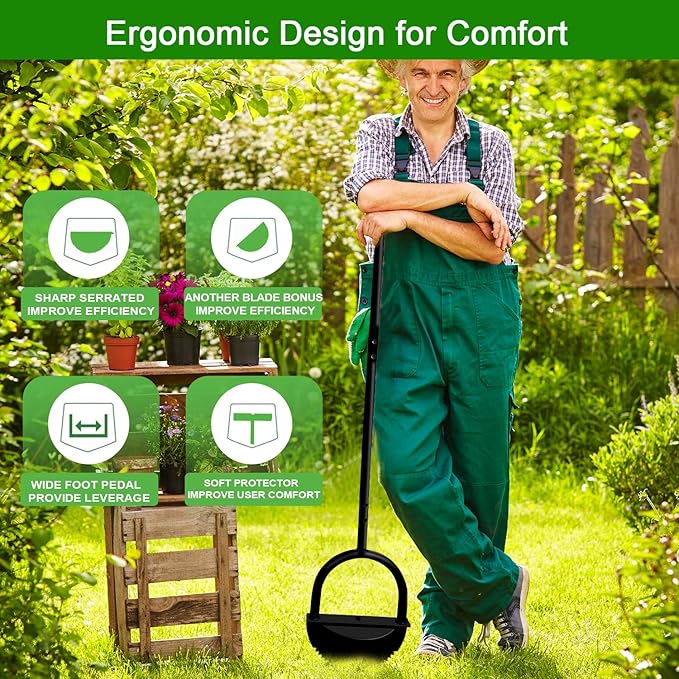 Edger Lawn Tool 41 Inches with Two Replaceable Blades Manual Lawn Edger with T-Grip for Yard, Garden, Landscaping, Sidewalk and Flower Bed