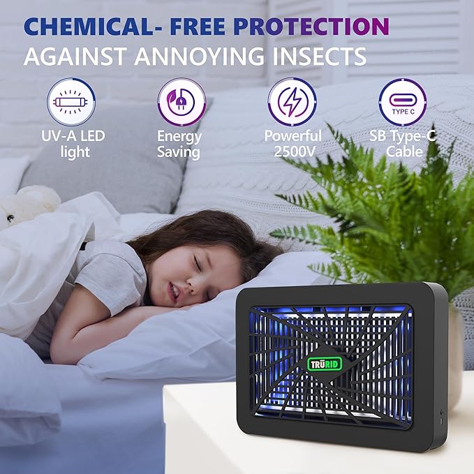 Bug Zapper Indoor, Electric Mosquito Zapper, Fly Traps (UV-A LED), Indoor Mosquito Killer, Effective Fly Zapper for Homes, Offices, and Patios