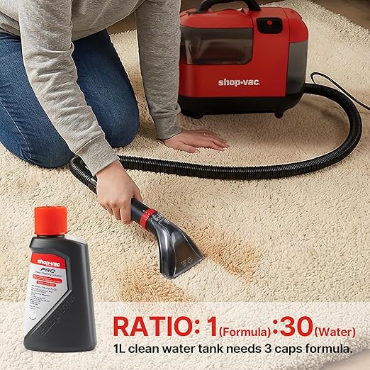 Shop-Vac Carpet Cleaner Solution, 8Fl Oz, Low Foam Upholstery Cleaner Solution For All Carpets, Upholstery & Area Rugs, Dissolves Dirt, Grime, Pet Stain & Tough Sticky Messes