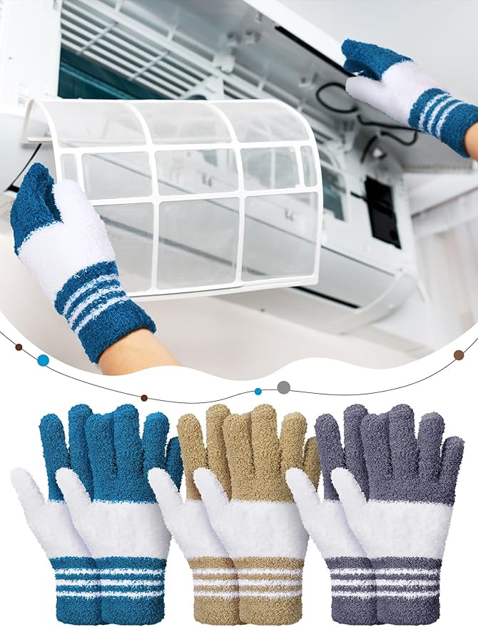 Patelai 3 Pairs Microfiber Plant Dusting Gloves Leaf Cleaning Gloves for Indoor Plants, Blinds, Furniture, House (Yellow,Blue,Pink,White,Small)