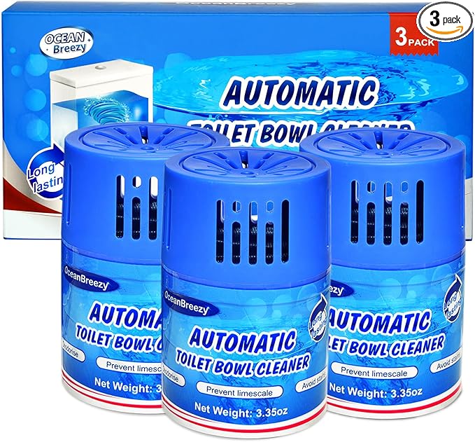 Toilet Bowl Cleaners 3 Bottles | Automatic Long-Lasting Blue Toilet Cleaner Tablets, Septic Safe Toilet Bowl Tablets in Bottles | Larger capacity | Prevent Stain Buil（2800 Flushes Each）