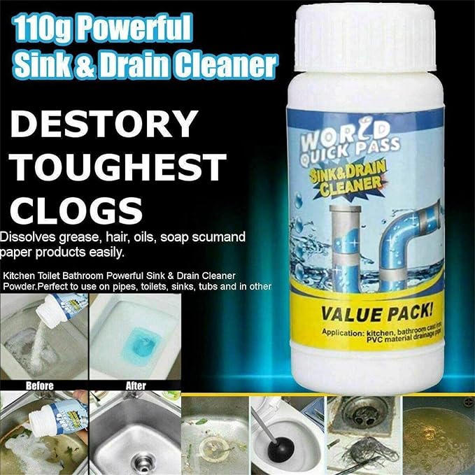 Wild Tornado Pipe Dredge Deodorant, Powerful Sink and Drain Cleaner, Quick Foaming Toilet Cleaner, Dredge Agent for Kitchen and Toilet Pipes (2pcs)