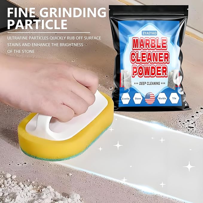 Marble Cleaner, Granite Countertop Cleaner, Marble Polishing Powder, Watermarks Remover, Spot Polish Water Stains, Rings or Etches, Stain Remover For Marble, Granite, Stone, Quartz (8 Ounces)