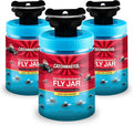 Catchmaster Outdoor Reusable Fly Traps Outdoor with Food-Based Lure Included – 3 Pesticide-Free Hanging Fly Jars – Bug Catchers for Yard, Patio & Trash – Sets Up in Seconds