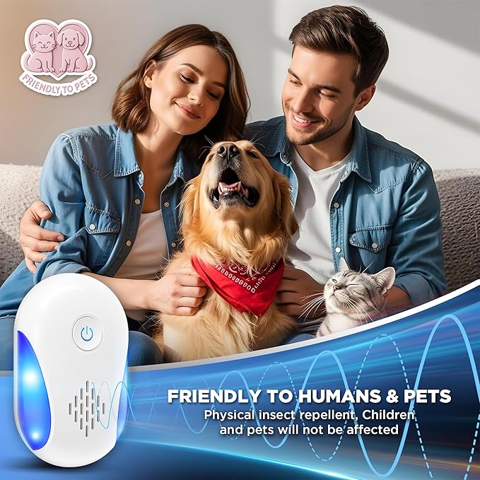 [2025 Upgraded] Ultrasonic Insect & Pest Indoor Repeller, Electronic Plug-in Control Repellent for Roach, Mouse, Rodent, Bugs, Mosquito, Mice, Ant, Spider, 2 Mode Switching (6 Pack)