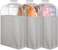 MISSLO 10" Gusseted Garment Bags for Hanging Clothes 32" Suit Bags for Closet Storage Clothing Covers for Shirts, Coats, 3 Packs, Grey