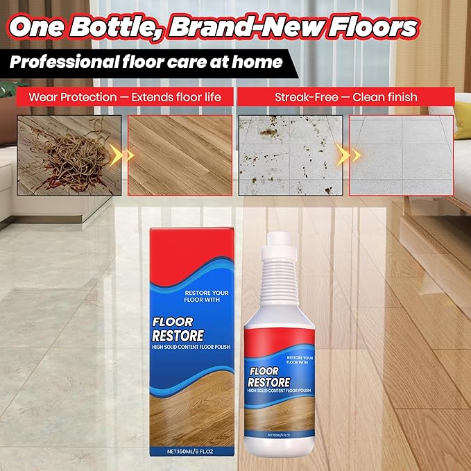 Floor Restore for Wood Floors: Floor Clean Restorer & Polish for Tile, Shine Wood, Laminate, Vinyl, Bamboo - Quick-Drying Flooring Protection Agent (3, 150 ml)