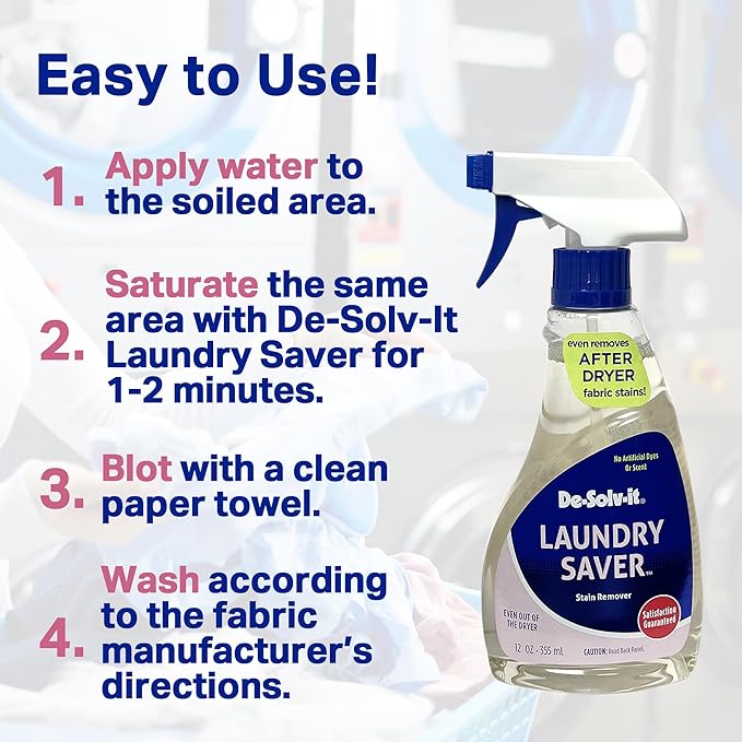 Orange-Sol De-Solv-It Laundry Saver, Instant Laundry Stain Removers, Spray and Wash Stain Remover, Powerful Spray Wash Formula, Hair & Skin-Safe, 12-Ounce