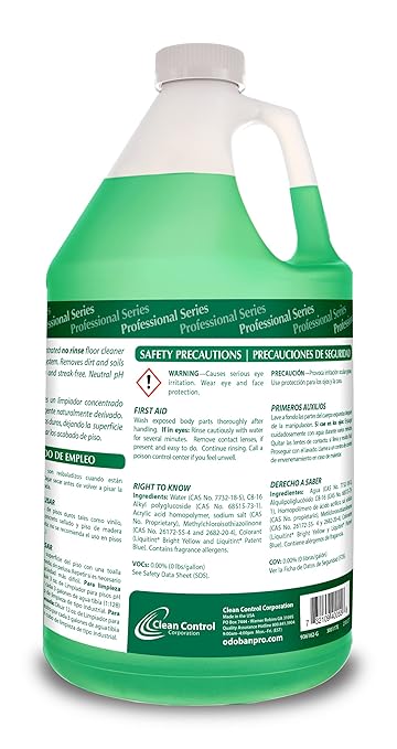 OdoBan Professional Series Neutral pH No Rinse Floor Cleaner Concentrate, Set of 4, 1 Gallon Each