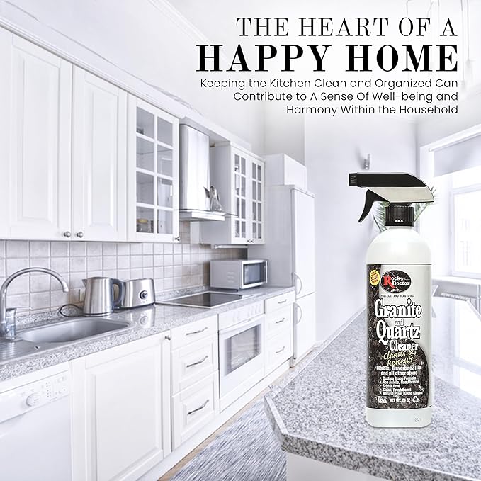 Rock Doctor Granite and Quartz Cleaner 64oz. Cleans Tile, Marble, Kitchen Countertop, and Natural Stone Surfaces, Streak-Free Shine Pack of 1