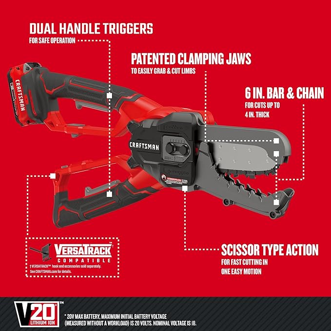 CRAFTSMAN V20 Cordless Lopper, 6 inch, Battery and Charger Included (CMCCSL621D1)
