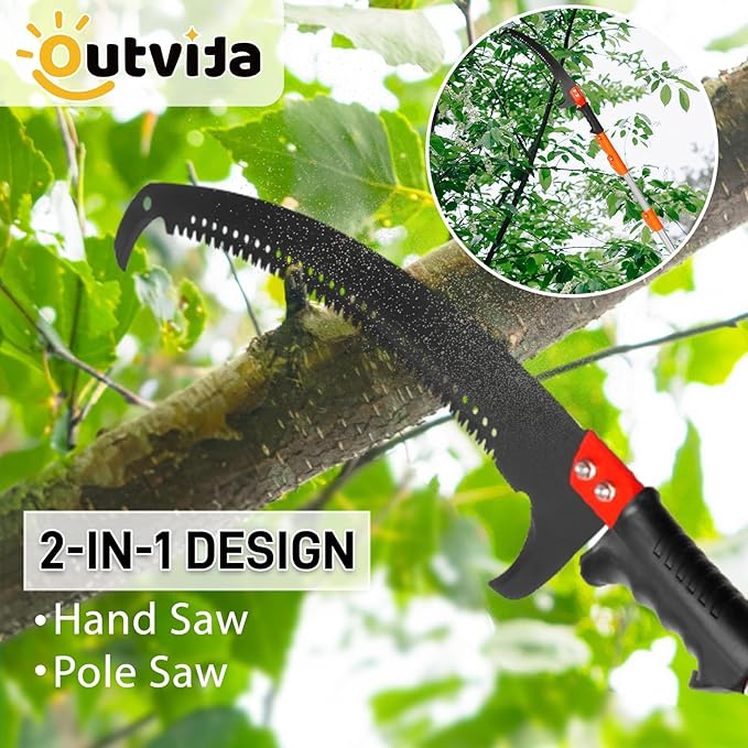 Outvita 7-24FT Telescoping Pruning Pole for Tree Trimming, Aluminum Manual Pole Saws for Tree Trimmer with Telescopic Extension Pole 1 Scissors 2 Blade