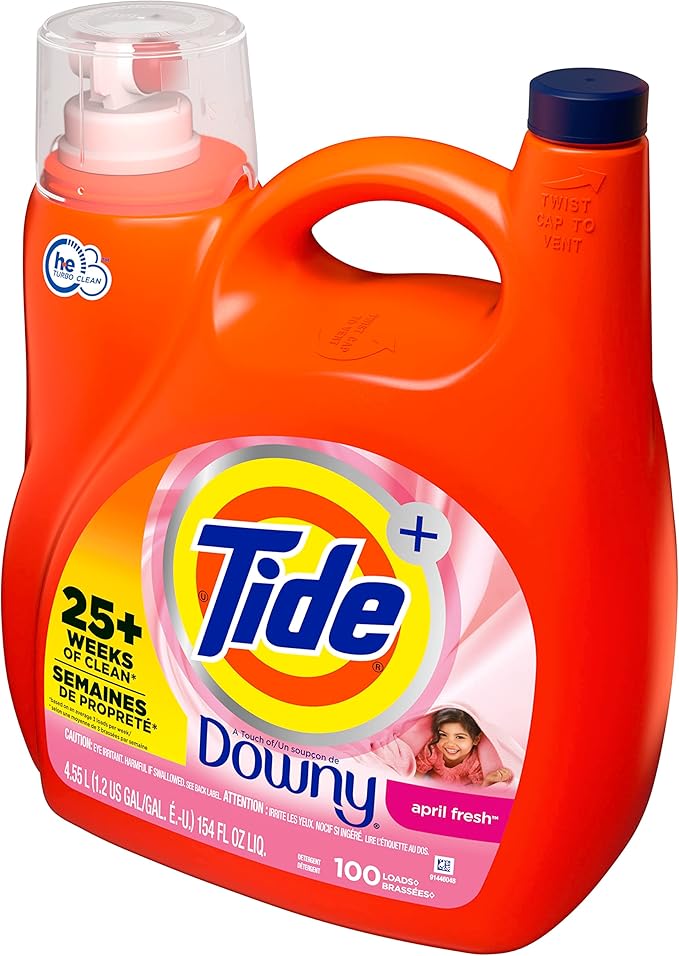 Tide Liquid Laundry Detergent with A Touch of Downy, April Fresh, 100 Loads 154 Fl Oz