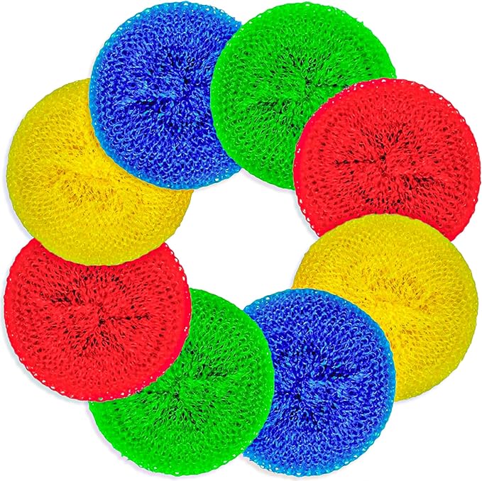 DecorRack 30 Mesh Scourers, Premium Non-Scratch Plastic Scourers, Stain Removing Cleaning Scrubber, for Kitchen Garage Bathroom (Pack of 30)