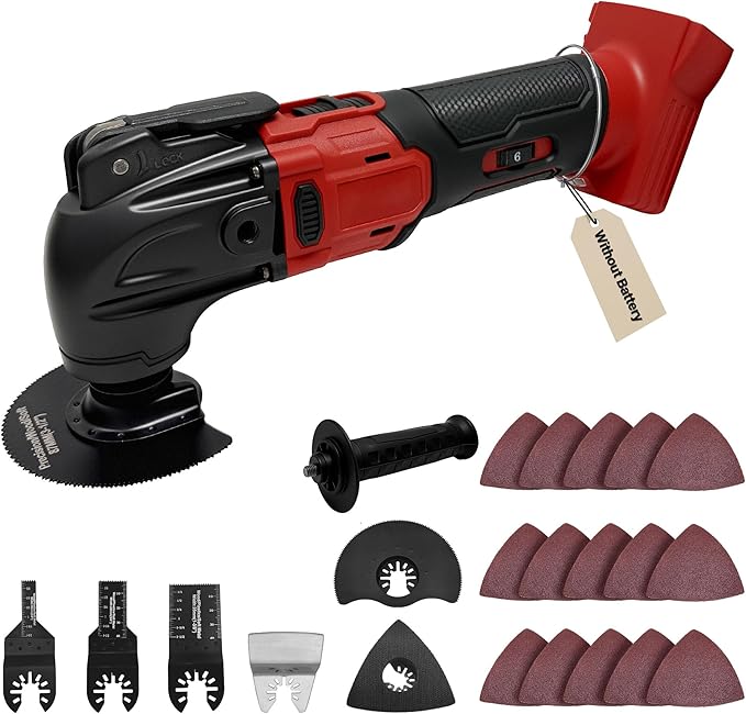 Oscillating Multi Tools for Milwaukee 18V Battery, Multi-Use Grinding Tool, 4°Oscillation Angle, 6 Variable Speeds, Quick-fit Blade Design with 22pcs Accessories for Cutting, Sanding, Scraping