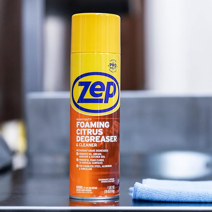 Zep Heavy-Duty Foaming Citrus Degreaser & Cleaner - 18 oz. (Case of 6) - ZUHFD186 - Pro-Trusted Citrus Formula Cuts Through Grease & Grime with Ease
