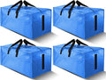HOMESURE 4 Pack Large Strong Moving Bags with Zippers & Carrying Handles - Water-Resistant - Heavy Duty Storage Tote for Space Saving, Fold Flat, Alternative to Moving Box (Sky Blue)