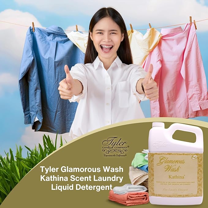 Worldwide Nutrition Bundle: Tyler Glamorous Wash Kathina Scent Laundry Liquid Detergent - Hand and Machine Washable - 64 oz (1.89 L) Container and Worldwide Nutrition Multi-Purpose Key Chain