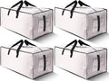 HOMESURE 4 Pack Large Strong Moving Bags with Zippers & Carrying Handles - Water-Resistant - Heavy Duty Storage Tote for Space Saving, Fold Flat, Alternative to Moving Box (Semi-Transparent)