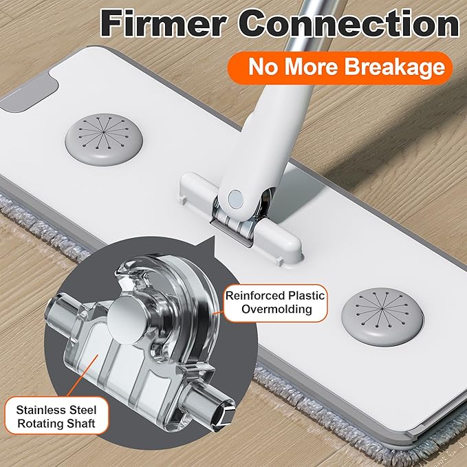 Mop and Bucket Set, Flat Mop and Bucket System, Mop Bucket with Wringer, Wall Mop with Adjustable Handle (Max 61 Inches), 5 Washable Microfiber Mop Pads